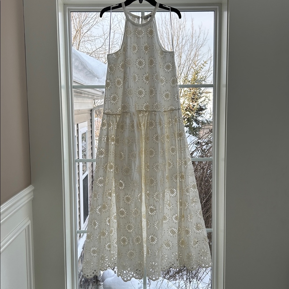 Madewell Aubriella Dress Embroidered Drop-Waist Maxi Dress Floral Eyelet XS NEW - Picture 12 of 14